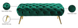 Amara Luxury Velvet Bench with Gold Stainless Steel Legs for Contemporary Home Elegance and Comfort