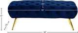 Amara Luxury Velvet Bench with Gold Stainless Steel Legs for Contemporary Home Elegance and Comfort