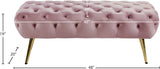Amara Luxury Velvet Bench with Gold Stainless Steel Legs for Contemporary Home Elegance and Comfort