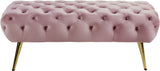 Amara Luxury Velvet Bench with Gold Stainless Steel Legs for Contemporary Home Elegance and Comfort
