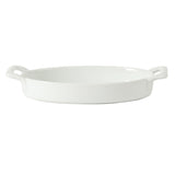 Gibson Home Gracious Dining Oval Au Gratin Baking Dishes, 4-Piece Set – 15 oz Oven Safe Ceramic Small Casserole Dishes with Handles, Microwave & Dishwasher Safe Mini Bakeware, White