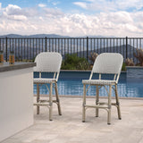 PURPLE LEAF Outdoor Bar Height Stools Set of 2 French Country Patio Rattan Bar Stool Chairs Outdoor Armless Barstools for Porch Garden Indoor Kitchen