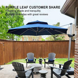 PURPLE LEAF Double Top 11 ft Round Outdoor Patio Umbrella with High Quality Sunbrella Fabric