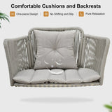 PURPLE LEAF Double Cloud Hanging Chair - Outdoor Patio Rattan Swing Chair with Cushion and Backrest.