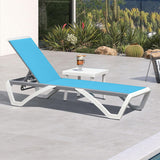 PURPLE LEAF Patio Chaise Lounge Chair Outdoor Plastic Textilene Sun Bathing Recliner Tanning Pool Lounger with 6 Adjustable Position for Outside Beach in-Pool Lawn Poolside
