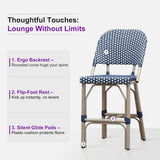 PURPLE LEAF Outdoor Bar Height Stools Set of 2 French Country Patio Rattan Bar Stool Chairs Outdoor Armless Barstools for Porch Garden Indoor Kitchen
