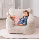 MAXYOYO Kids Bean Bag Chair, Corduroy Bean Bag Couch with Armrests for Children's Room (White)