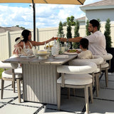 PURPLE LEAF Patio Dining Set Luxury Modern Conversation Set Aluminum Large Rectangle Dining Table and Chairs with Olefin Cushion Outdoor Furniture Set for Garden Porch Deck Backyard