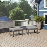 2-Piece Outdoor Ottoman Set, Aluminum Frame with Cushions