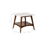 Midcentury Pecan Wood Side Table with Bottom Shelf