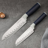 Duo-Grip 2 Piece Santoku Knife Set With Blade Guards, Grey