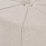 Oval Oversized Ottoman with Tufted Center, Cream *