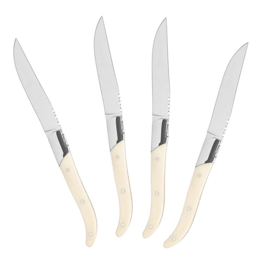 Laguiole Connoisseur 4 Steak Knives Faux Ivory Handles