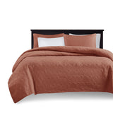 3 Piece Reversible Cottage Quilt Set, Clay Red