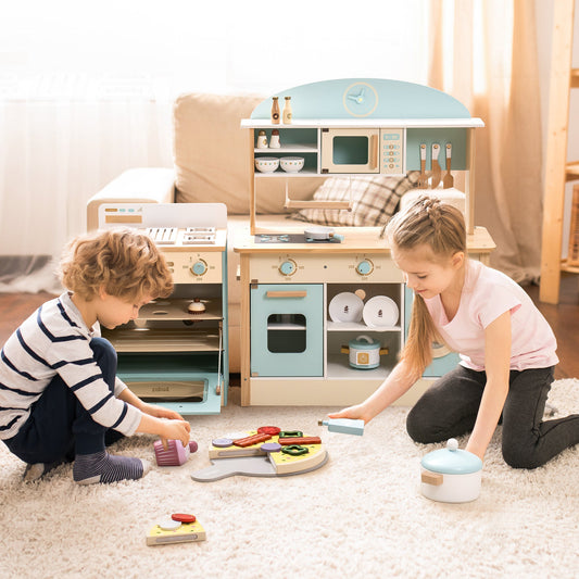 Robud Wooden Kids Kitchen PlaySet Series - Green and Gold