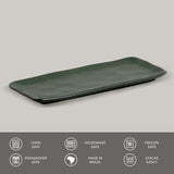 RECTANGULAR PLATTER MEDIUM ORGANIC STONEWARE Ø 12.99x5.12" GREENERY