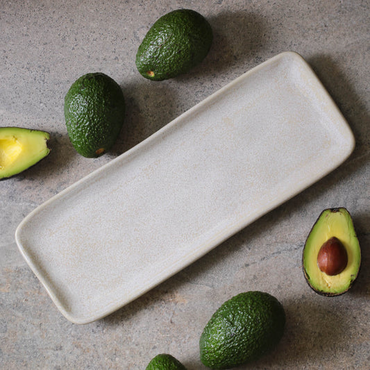 RECTANGULAR PLATTER MEDIUM ORGANIC STONEWARE Ø 12.99x5.12" LATTE