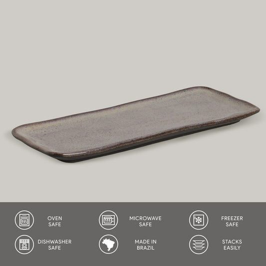 RECTANGULAR PLATTER MEDIUM ORGANIC STONEWARE Ø 12.99x5.12" TOURMALINE