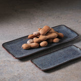 RECTANGULAR PLATTER MEDIUM ORGANIC STONEWARE Ø 12.99x5.12" TITANIUM