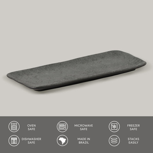 RECTANGULAR PLATTER MEDIUM ORGANIC STONEWARE Ø 12.99x5.12" CHROMIUM