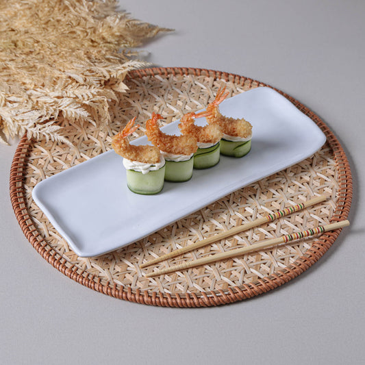 RECTANGULAR PLATTER MEDIUM ORGANIC STONEWARE Ø 12.99x5.12" NEW WHITE