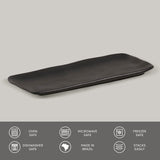 RECTANGULAR PLATTER MEDIUM ORGANIC STONEWARE Ø 12.99x5.12" MATTE BLACK