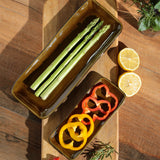 RECTANGULAR PLATTER MEDIUM ORGANIC STONEWARE Ø 12.99x5.12" AMBER