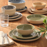 Gibson Elite Mayfair Bay 16-Piece Embossed Double Bowl Reactive Dinnerware Set