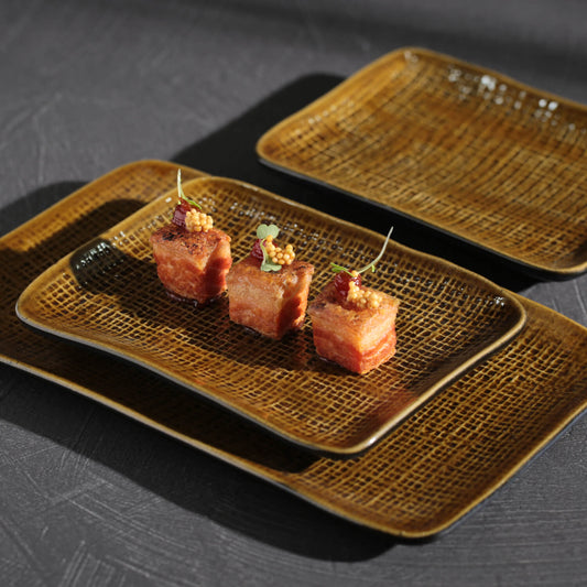 RECTANGULAR PLATTER MEDIUM JUTA Ø 10.63x6.3" AMBER