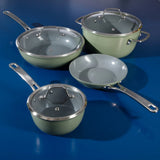 Sur La Table Kitchen Essentials 10-Piece PFA Free Titanium Ceramic Nonstick Interior Forged Aluminum Cookware Pots and Pans Set - Induction Compatible