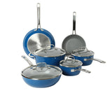 Sur La Table Kitchen Essentials 10-Piece PFA Free Titanium Ceramic Nonstick Interior Forged Aluminum Cookware Pots and Pans Set - Induction Compatible