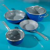 Sur La Table Kitchen Essentials 10-Piece PFA Free Titanium Ceramic Nonstick Interior Forged Aluminum Cookware Pots and Pans Set - Induction Compatible