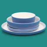 Sur La Table Kitchen Essentials 16-Piece Two-Tone Porcelain Dinnerware Plates and Bowls Set