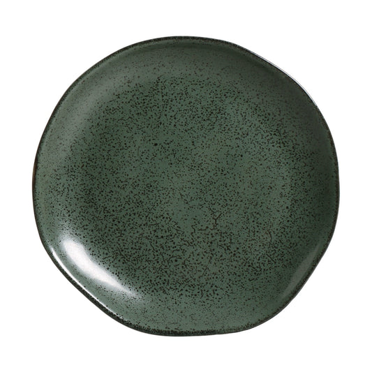 DESSERT PLATE ORGANIC STONEWARE Ø 7.68" GREENERY