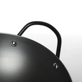 Martha Stewart Chisholm 13.5-Inch Carbon Steel Nonstick Wok, PFAS-Free Wok Pan & Flat Bottom Stir Fry Pan with Long Walnut Wood Handle & Helper Handle, Black