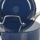 Martha Stewart Galway Premium Nonstick PFA Free Ceramic Interior 10 Piece Heavy Gauge Enamel Aluminum Pots and Pans Cookware Set w/ Aluminum Lids