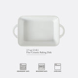 Gibson Home Gracious Dining 2.5-Quart White Stoneware Baking Dish with Handles – 14.6 x 8.5-Inch Rectangular Oven Safe Casserole & Roasting Baker