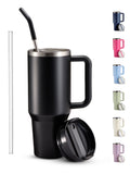 Kook 40 oz Stainless Steel Tumbler, Straw & Handle
