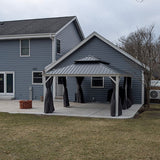 PURPLE LEAF White Gazebo for Modern Patio Double Galvanized Steel Roof Awning and Upgrade Curtain