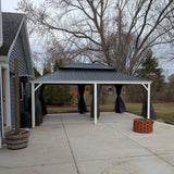 PURPLE LEAF White Gazebo for Modern Patio Double Galvanized Steel Roof Awning and Upgrade Curtain with Lights-milky