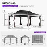 PURPLE LEAF White Gazebo for Modern Patio Double Galvanized Steel Roof Awning and Upgrade Curtain