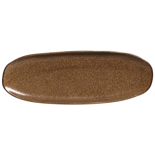 SHALLOW OVAL PLATTER LARGE ORGANIC STONEWARE Ø 14.17x5.12" DIJON