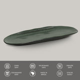 SHALLOW OVAL PLATTER LARGE ORGANIC STONEWARE Ø 14.17x5.12" GREENERY