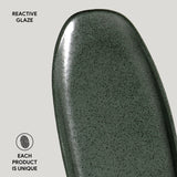 SHALLOW OVAL PLATTER LARGE ORGANIC STONEWARE Ø 14.17x5.12" GREENERY