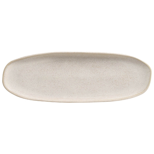 SHALLOW OVAL PLATTER LARGE ORGANIC STONEWARE Ø 14.17x5.12" LATTE