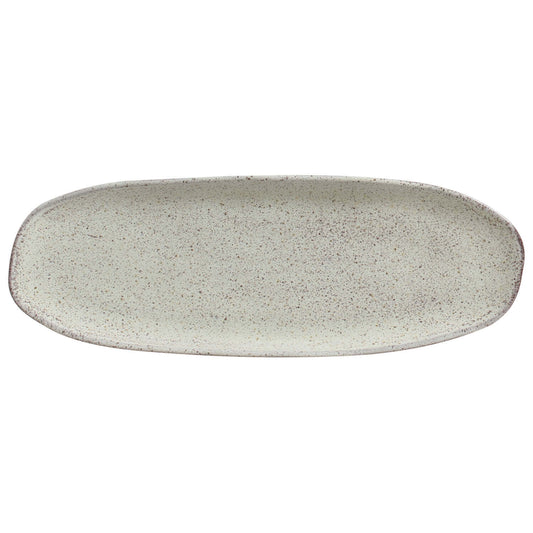 SHALLOW OVAL PLATTER LARGE ORGANIC STONEWARE Ø 14.17x5.12" PISTACHE