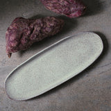 SHALLOW OVAL PLATTER LARGE ORGANIC STONEWARE Ø 14.17x5.12" PISTACHE