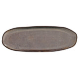 SHALLOW OVAL PLATTER LARGE ORGANIC STONEWARE Ø 14.17x5.12" TOURMALINE