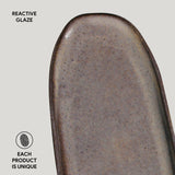 SHALLOW OVAL PLATTER LARGE ORGANIC STONEWARE Ø 14.17x5.12" TOURMALINE