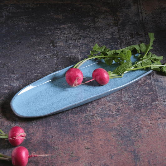 SHALLOW OVAL PLATTER LARGE ORGANIC STONEWARE Ø 14.17x5.12" BREEZE